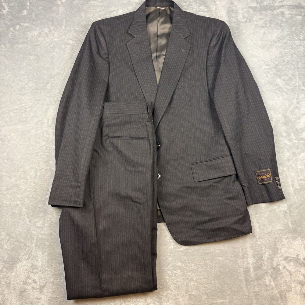 Vintage 80s Botany 500 Mens Suit 44 38 Gray Pinstripe Wool Blend NWT